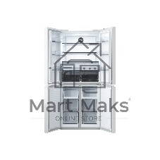 Холодильник Centek CT-1744 NF White Glass белый трехкамерный 267/148л морозилка снизу, No Frost, Side by Side