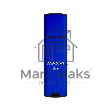Флешка USB R/W Maxvi MP2 8Gb USB 2.0 blue, монолит с колпачком, ABS пластик + металл