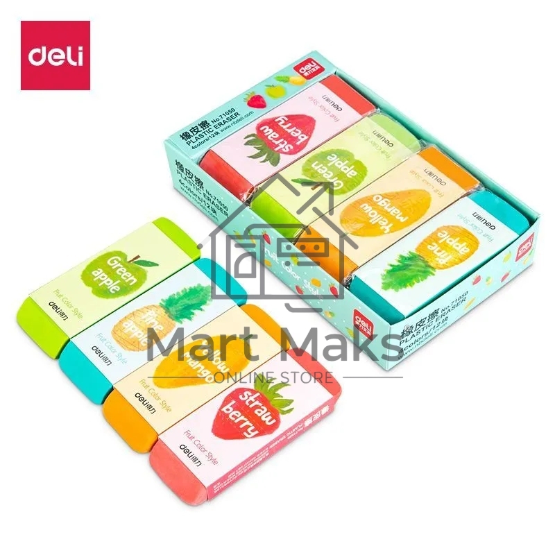 Ластик Deli 71050 108х40х12мм, ассорти, индивидуальная картонная упаковка