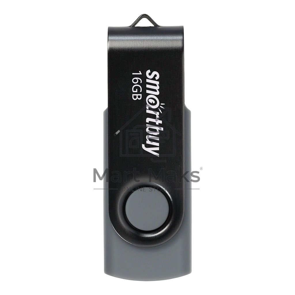 Флешка USB R/W SmartBuyTwist Black (SB016GB2TWK), 16Gb, USB 2.0, R/W 15/12, черный