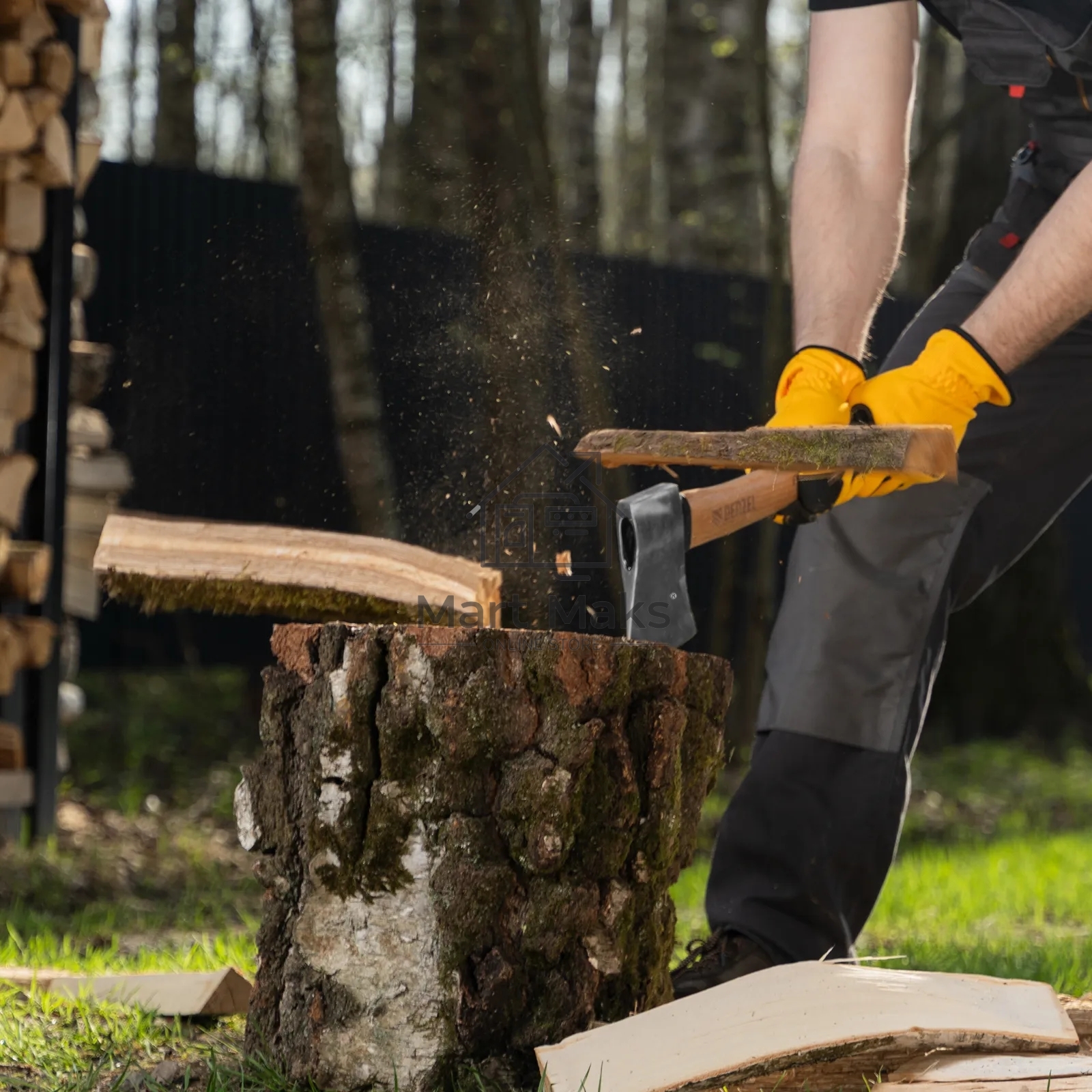 Топор кованый Denzel 680 г, американский тип, буковая рукоятка, 360 мм, EFP