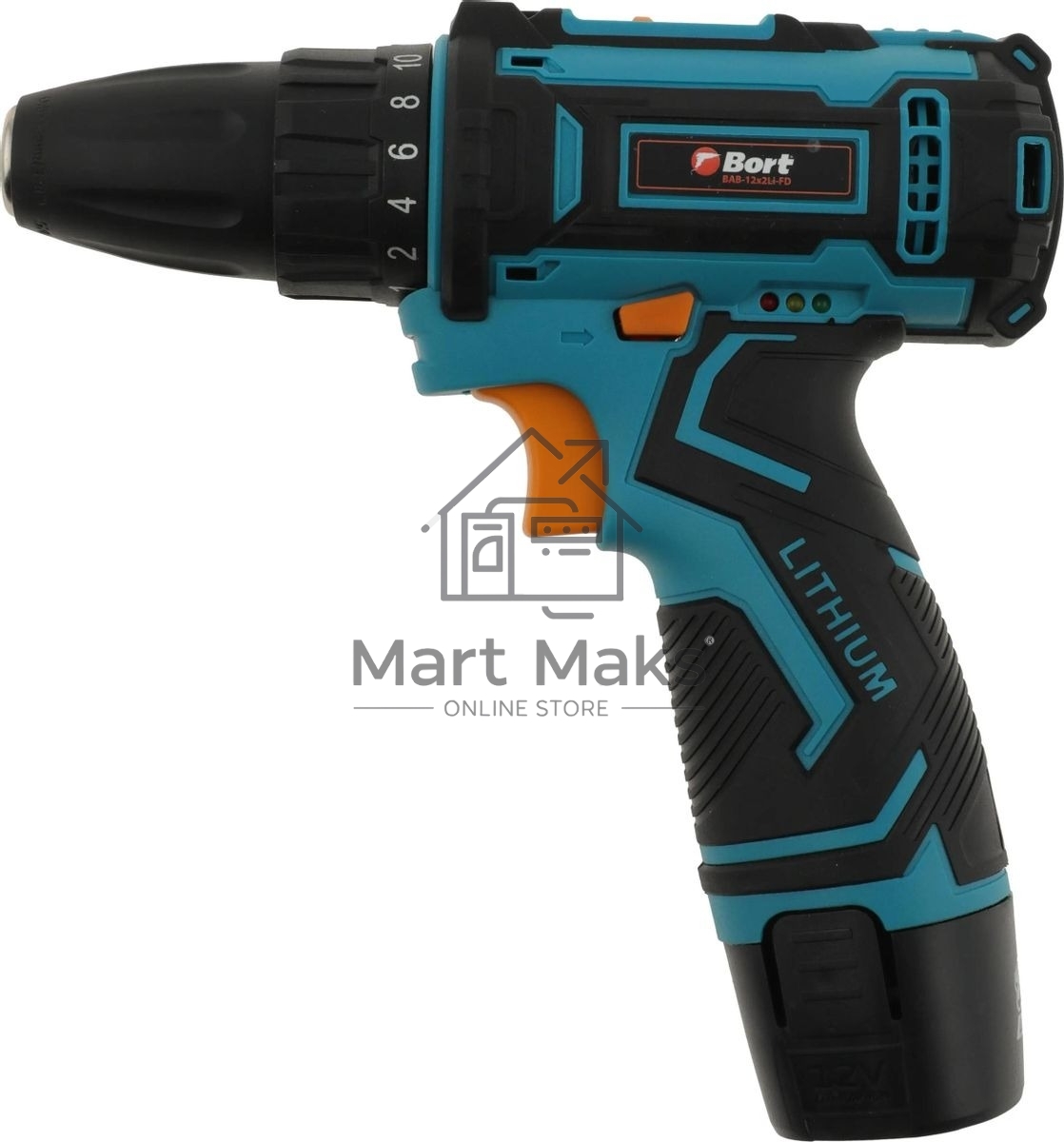 Дрель-шуруповерт Bort BAB-12x2Li-FD, Аккумуляторная, 12В, 2 АКБ