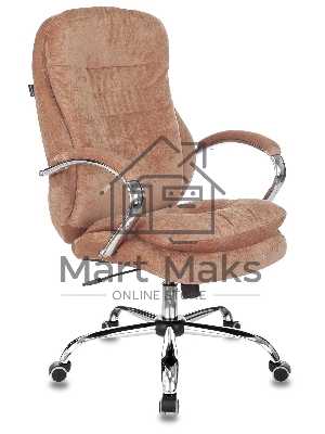 Кресло руководителя Бюрократ T-9950SL Fabric светло-коричневый Velvet 90, крестовина металл хром