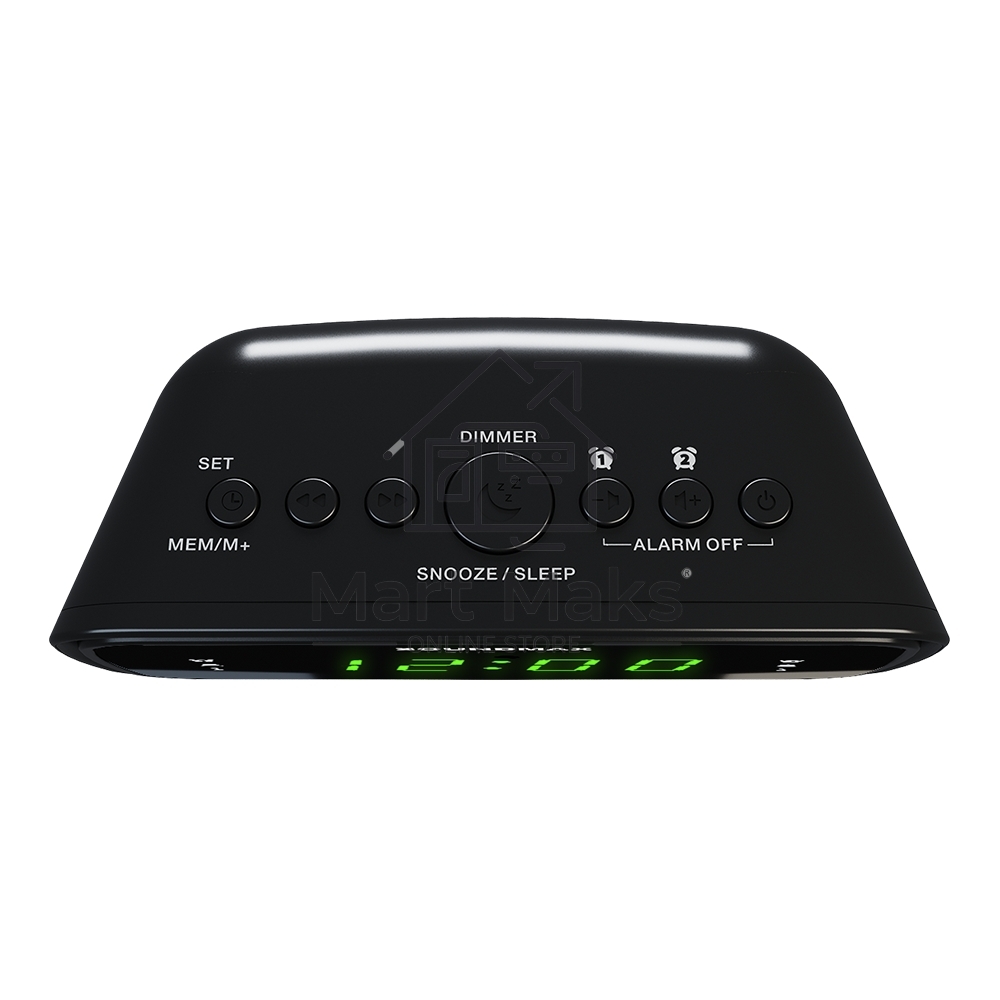 Радиочасы с будильником SOUNDMAX SM-1588 (черный c зеленым)