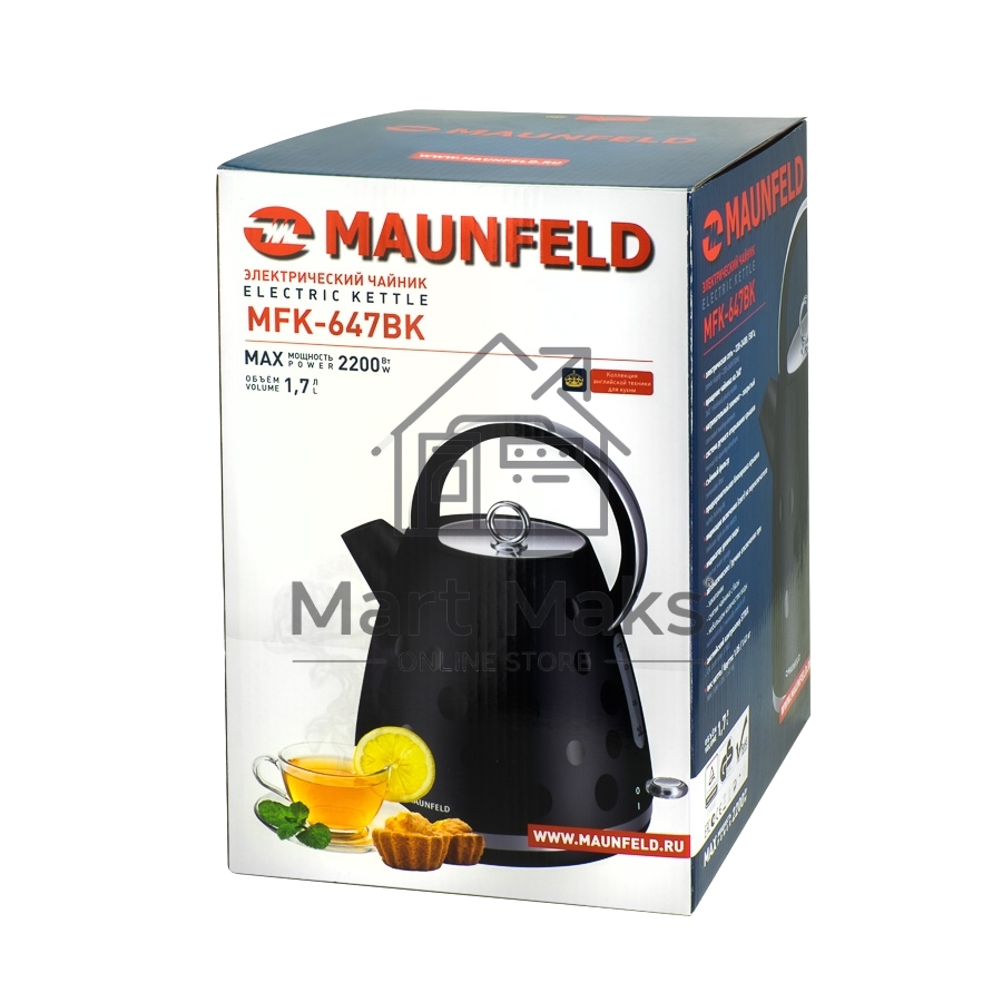 Чайник электрический Maunfeld MFK-647BK черный с хромированными элементами