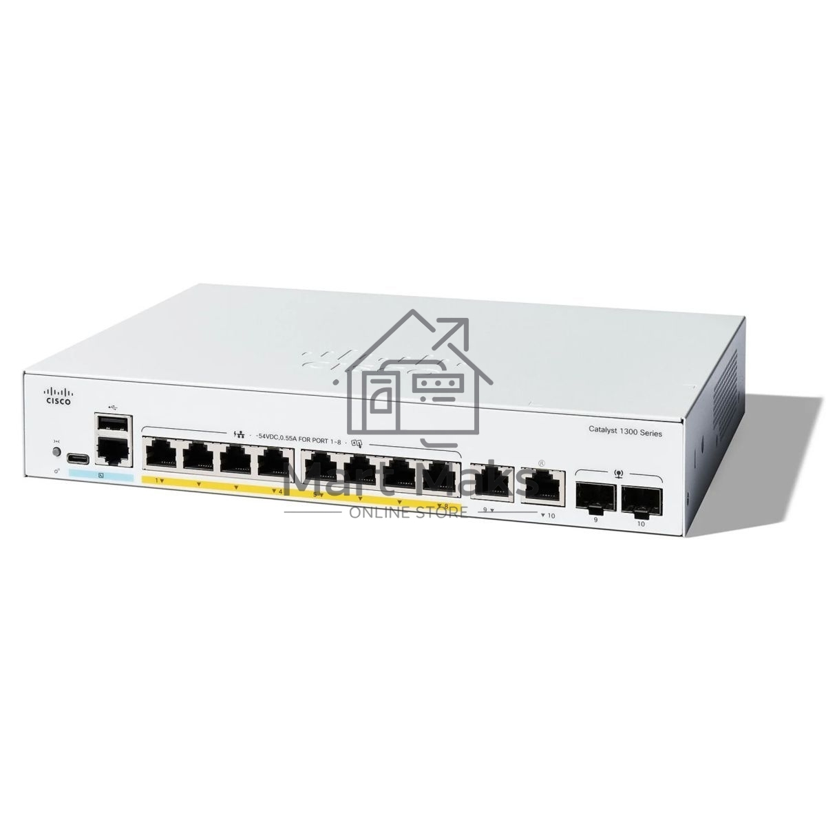 Коммутатор Cisco Catalyst C1300-8P-E-2G, 8×1 Гбит/с, 2×1 Гбит/с SFP