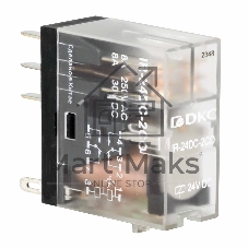 Реле миниатюрное промышленное, 2CO, ком. ток 8А, AgSnO2, напряжение 24V DC, опция: светодиод