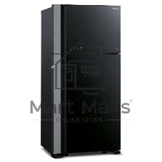 Холодильник Hitachi R-VG660PUC7-1 GBK черный стекло двухкамерный 405/145л морозилка сверху No Frost