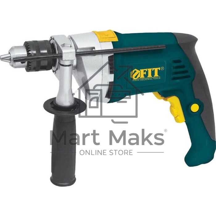 Дрель Ударная FIT ID-1051x2, 1050 Вт, 0-1100/2800 об/мин, КлП 13мм, мет. корп., рез. накл., 2,5 кг, коробка