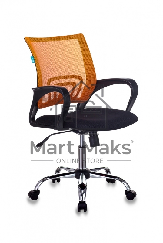 Кресло офисное Бюрократ CH-695N/SL/OR/BLACK спинка сетка, оранжевый TW-38-3, сиденье черный TW-11, крестовина хром