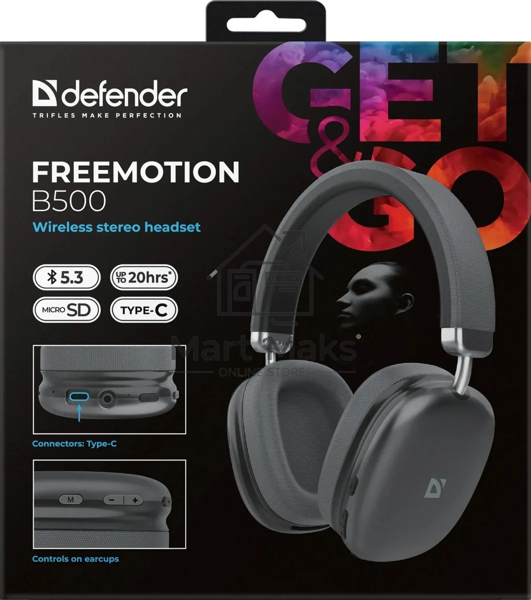 Беспроводная гарнитура DEFENDER (63500) FreeMotion B500 серый