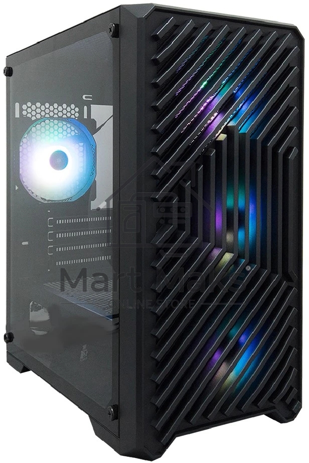 Компьютерный корпус 1STPLAYER TRILOBITE T5 ARGb Black, mATX, 4x120мм ARGb fans