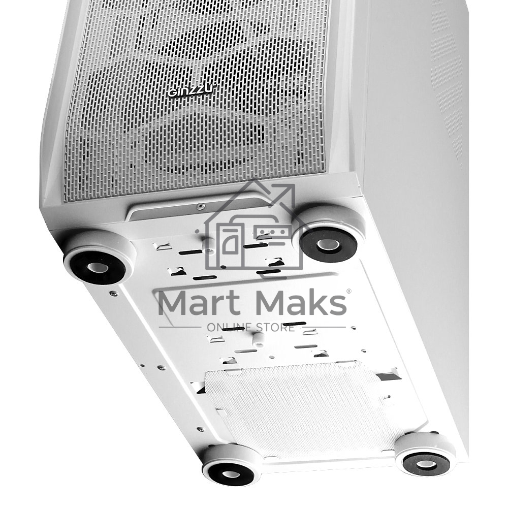 Компьютерный корпус Ginzzu GL 185 белый боковая дверца закаленное стекло на петлях на магнитах