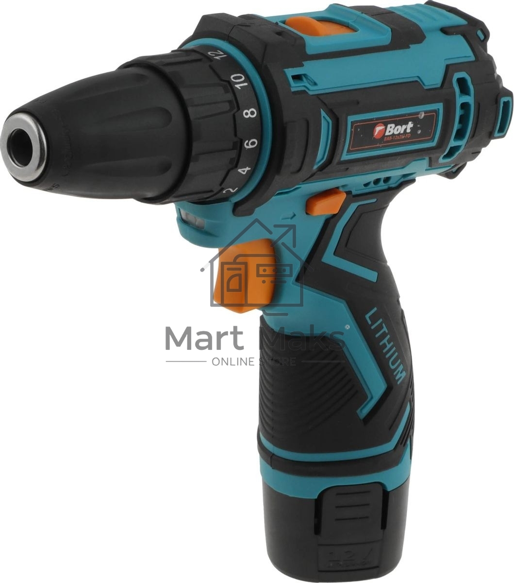 Дрель-шуруповерт Bort BAB-12x2Li-FD, Аккумуляторная, 12В, 2 АКБ