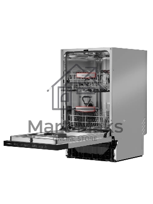 Встраиваемая посудомоечная машина Kuppersberg GHS 4520, High-Tech, 45 см, 10 комплектов, 6 программ, 3 корзины, конденсационная сушка, полная защита от протечек, индикатор отсутствия соли и ополаскивателя, отображение времени мытья, сенсорное управление, 