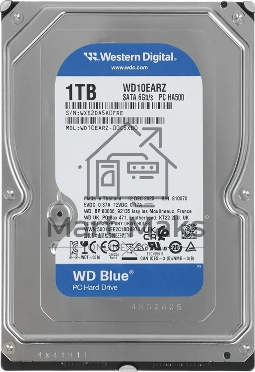 Жесткий диск HDD WD Blue 1Tb 5400rpm SATA 64Mb 3.5