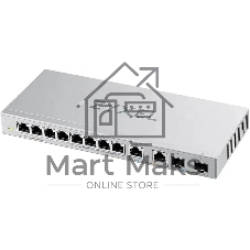 Коммутатор ZyXEL XGS1010-12, 8×1 Гбит/с + 2×2.5 Гбит/с + 2×SFP+, неуправляемый