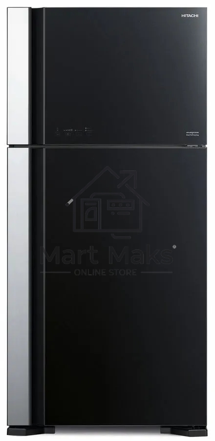 Холодильник Hitachi R-VG660PUC7-1 GBK черный стекло двухкамерный 405/145л морозилка сверху No Frost