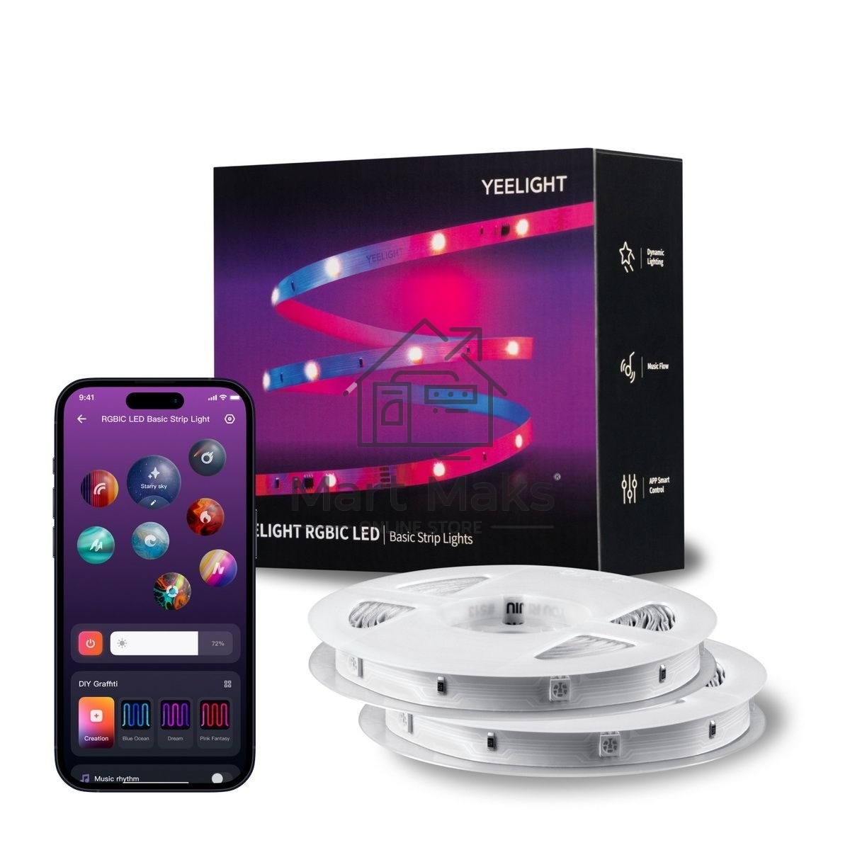 Лента светодиодная умная Yeelight, 12 метров / RGBIC+ BLE / YLYDD-0039