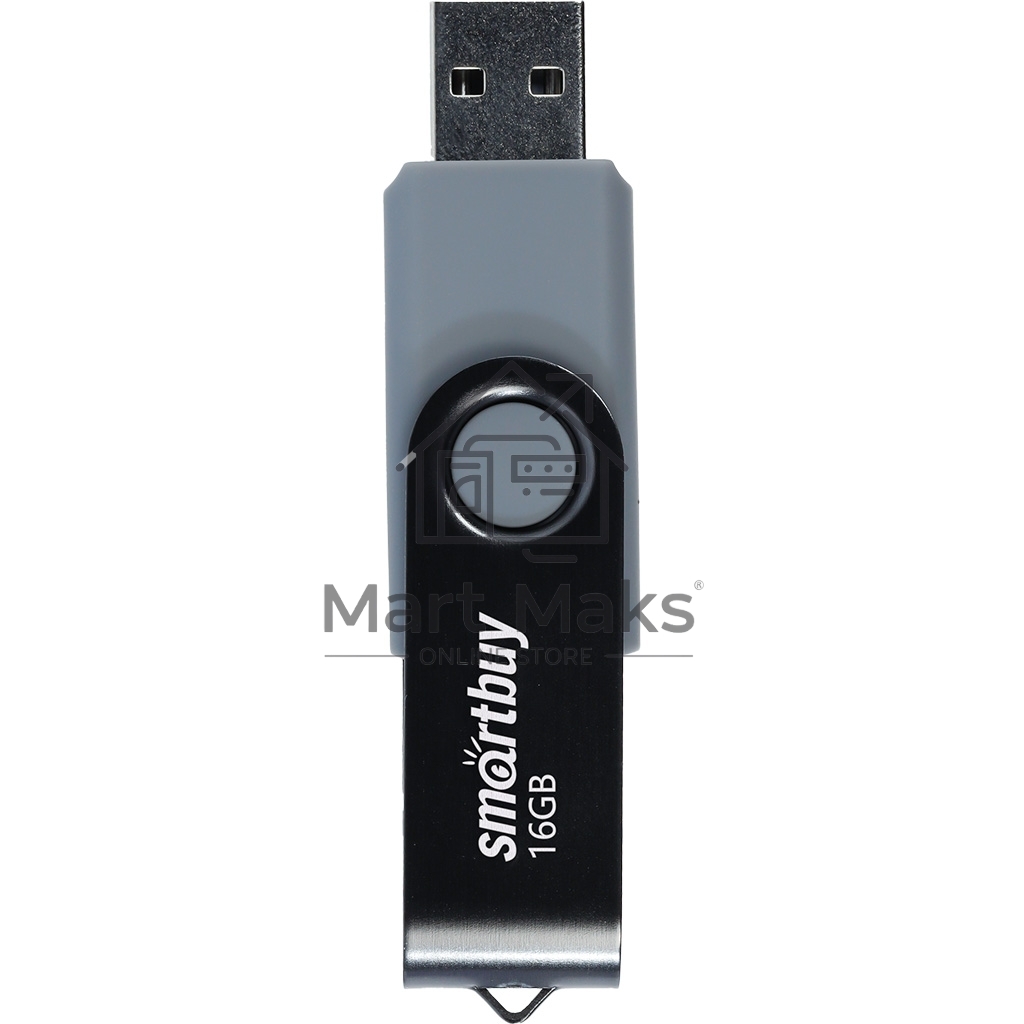Флешка USB R/W R/W SmartBuyTwist Black (SB016GB2TWK), 16Gb, USB 2.0, R/W 15/12, черный