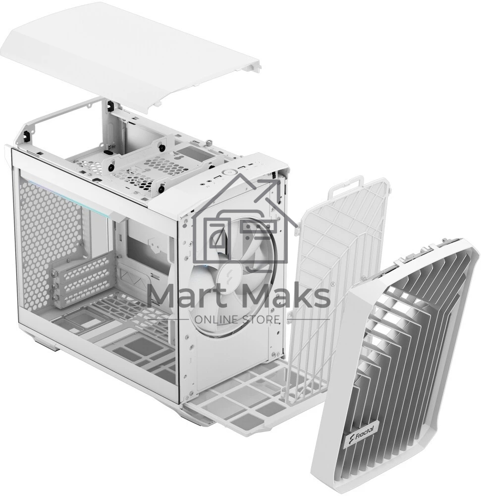 Корпус ПК без блока питания Fractal Design Torrent Nano RGB TG Clear Tint, Mini-Tower, 1x180mm RGB, 2xUSB-A 3.2 + 1xUSB 3.2 Type-C mITX, mDTX White