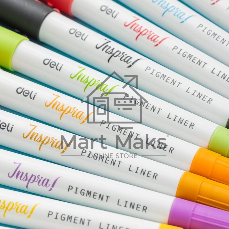 Набор ручек капиллярных Deli Inspira (EU302), d=0.5мм, ассорти чернила, игловидный пишущий наконечник, линия 1.0мм, 12 цветов