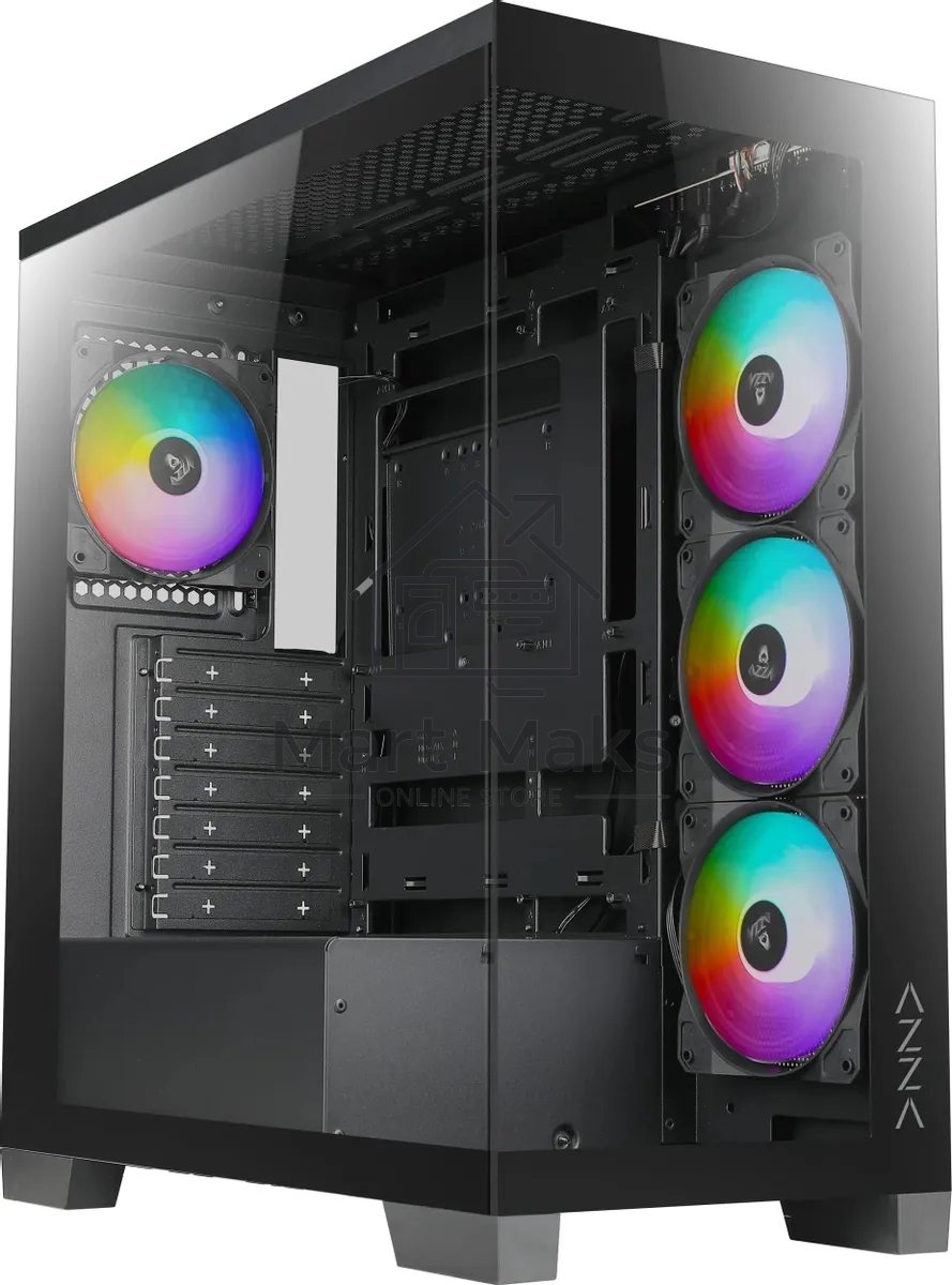 Компьютерный корпус Azza COVE черный без БП ATX 6x120mm 2x140mm 1xUSB2.0 1xUSB3.0 audio bott PSU