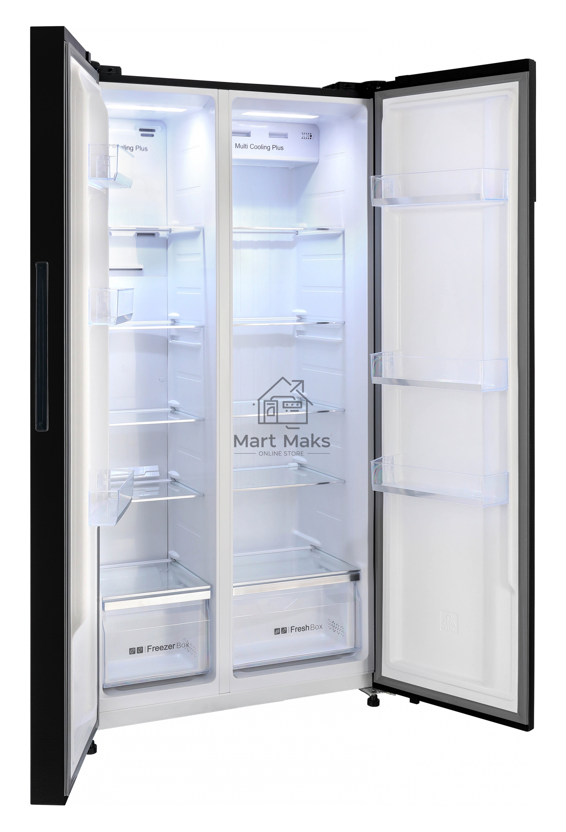 Холодильник Nordfrost RFS 525DX NFGB inverter черное стекло двухкамерный 283/183л морозилка сбоку, No Frost, Side-by-Side