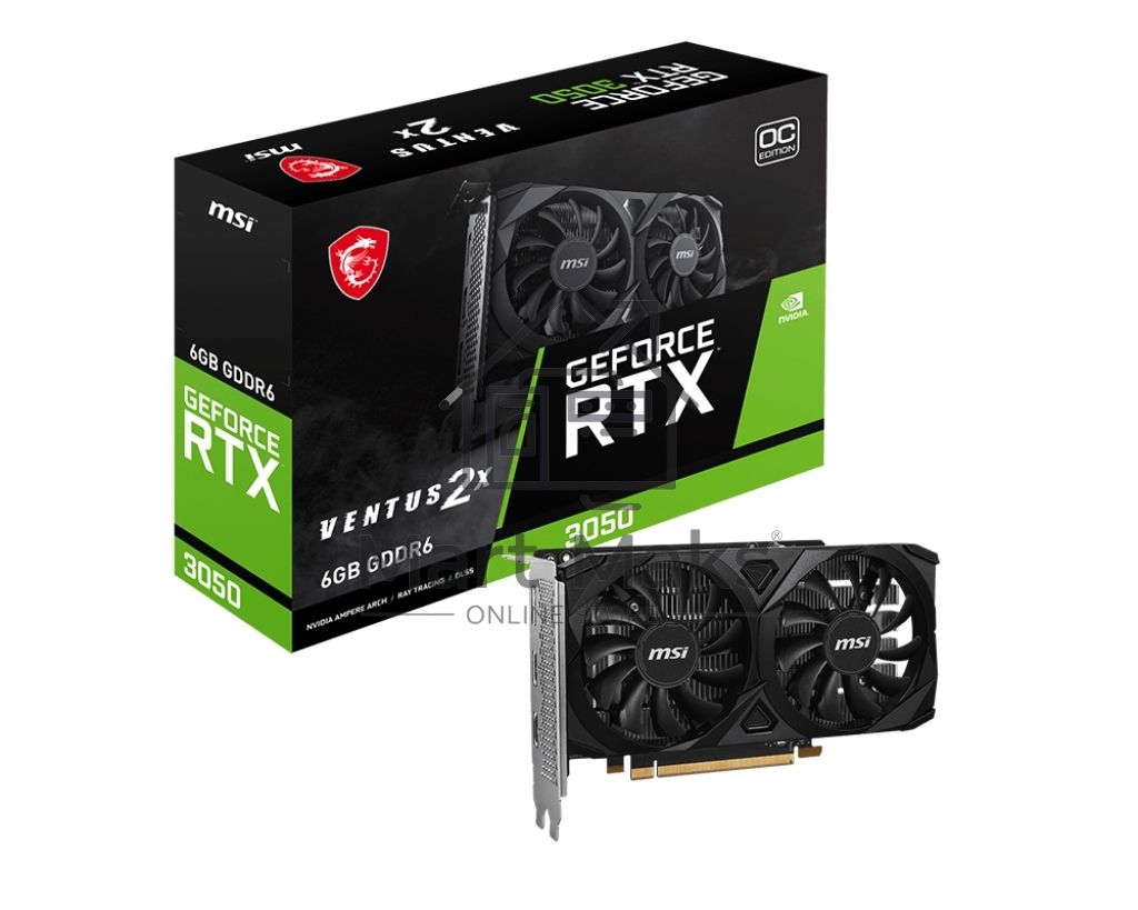Видеокарта MSI RTX3050 VENTUS 2X E 6G OC NVIDIA RTX 3050 6Gb, GDDR6, PCI-E 4.0, HDMIx2 DPx1 HDCP
