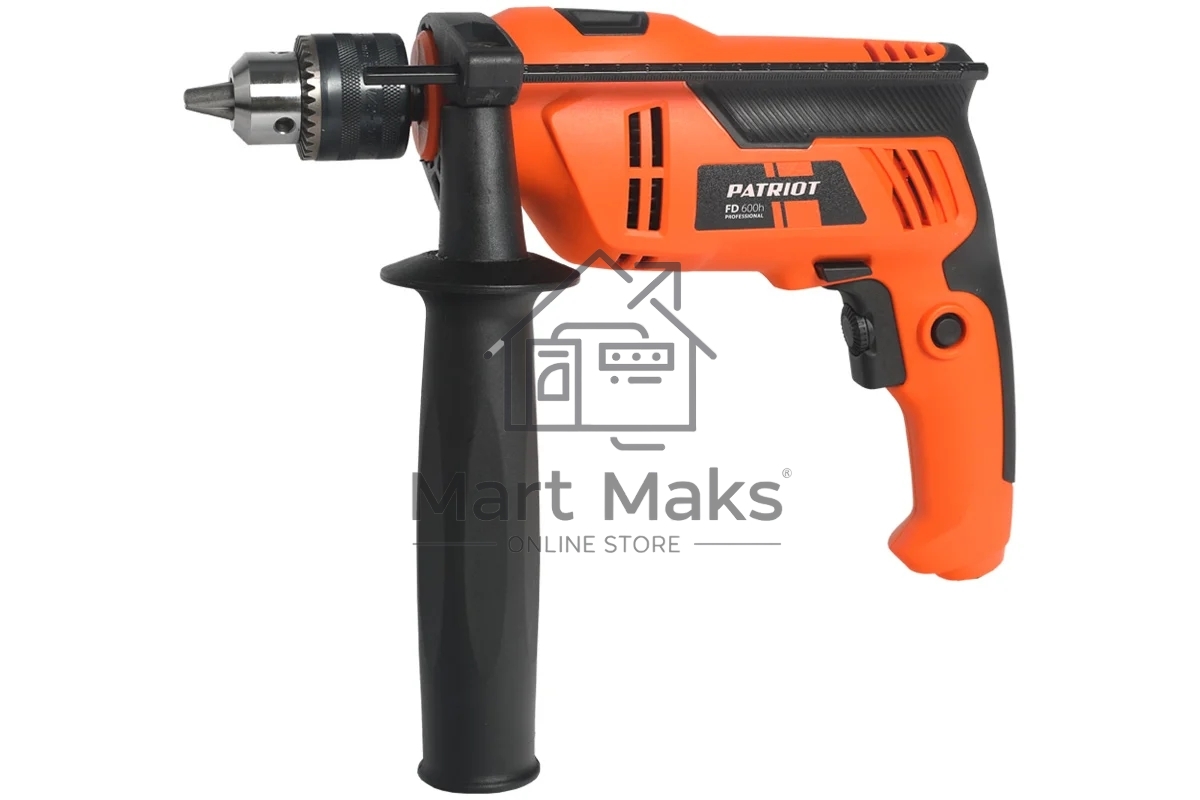 Дрель электрическая ударная PATRIOT FD600h 120301440 Эл. дрель, с ударом, мощность 600Вт, макс.диаметр 13мм, глубиномер + дополнительная ручка