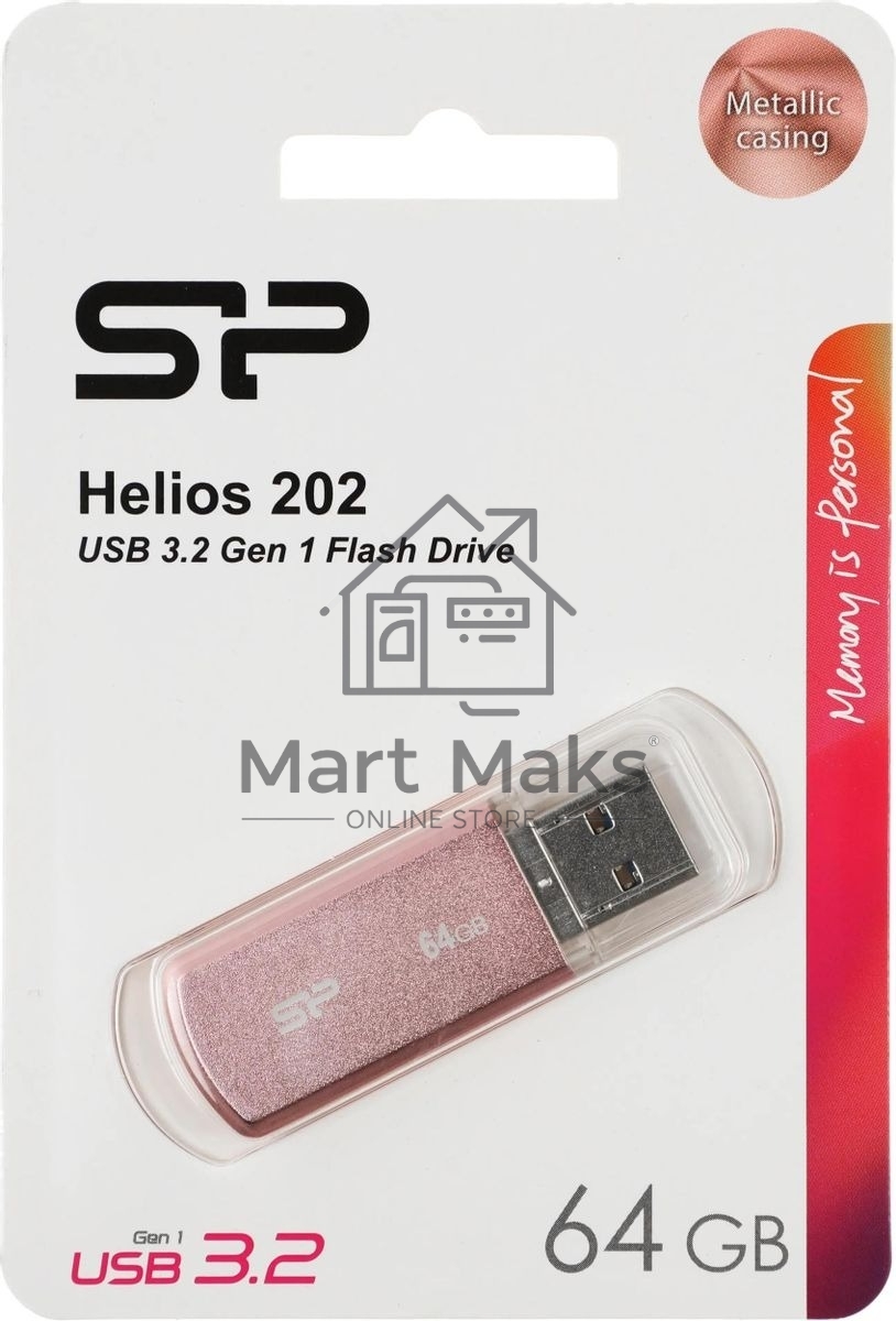 Флешка USB R/W R/W Helios 202, 64Gb USB 3.2, Pink