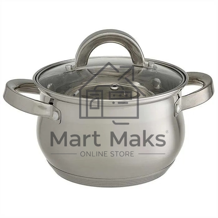 Набор посуды WEBBER BE-616/6 из нерж.стали 6 пр. 2,1 л, 2,9 л, 3,9 л со стеклянными крышками В наборе 6 предметов: кастрюля со стеклянной крышкой 16х10,5 см; 2,1 л кастрюля со стеклянной крышкой 18х11,5 см; 2,9 л кастрюля со стеклянной крышкой 20х12,5см; 