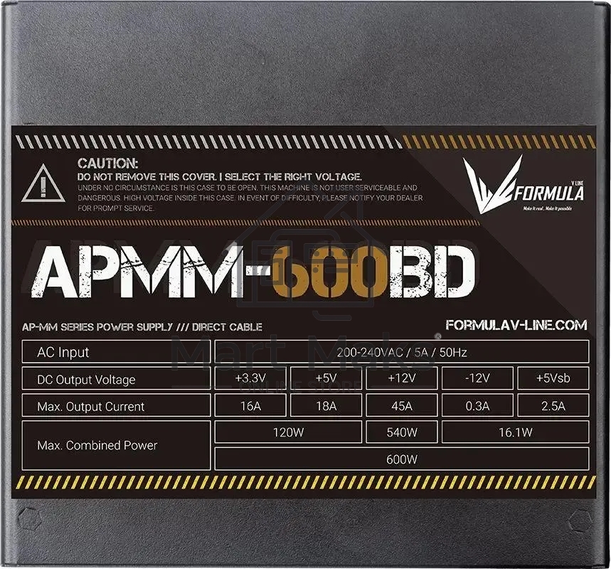 Блок питания Aerocool / Formula APMM-600BD, 600Вт, 80 PLUS Bronze, 120мм, черный