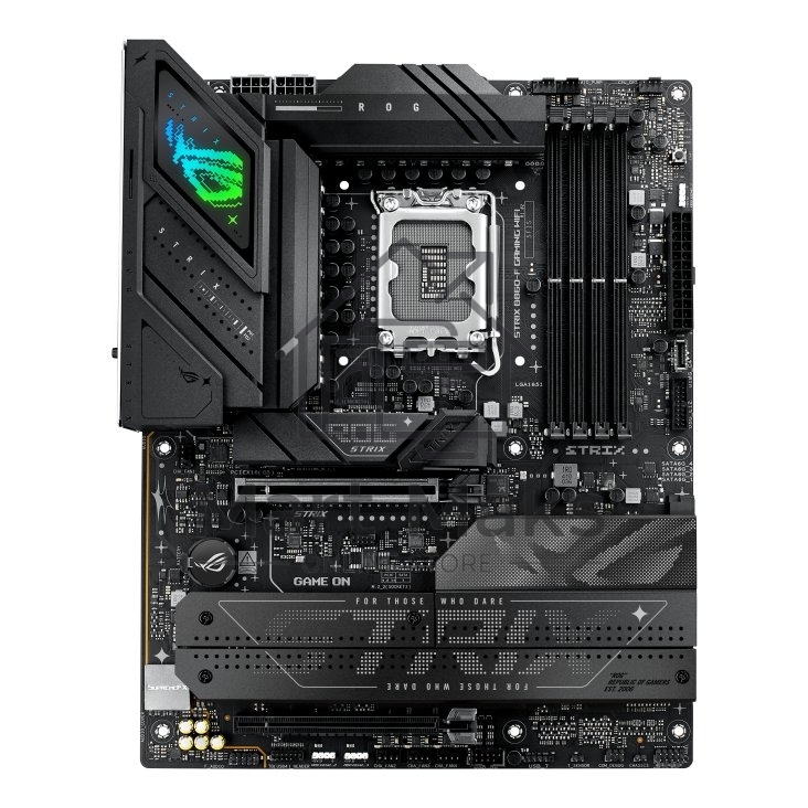 Материнская плата ASUS ROG STRIX B860-F GAMING WIFI, LGA1851, Intel B860, 4xDDR5, 4xSATA 6Gb/s, 4xM.2, 1xPCIe 5.0 x16, 1xPCIe 4.0 x16, 1xDisplayPort, 1xHDMI, 1x2.5Gb Ethernet, 6xUSB 5Gbps, 1xUSB 10Gbps, 1xUSB 20Gbps Type-C, 1xThunderbolt 4 Type-C, 2x3.5 мм, 7.1, ATX