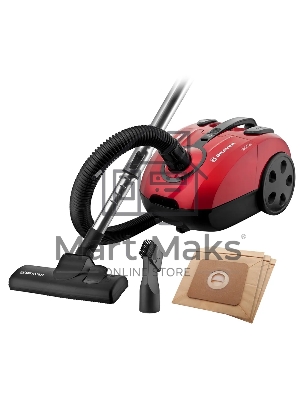 Пылесос BRAYER BR4223 черный/красный, 380/1800 Вт, уборка сухая, пылесборник мешок 2.5 л