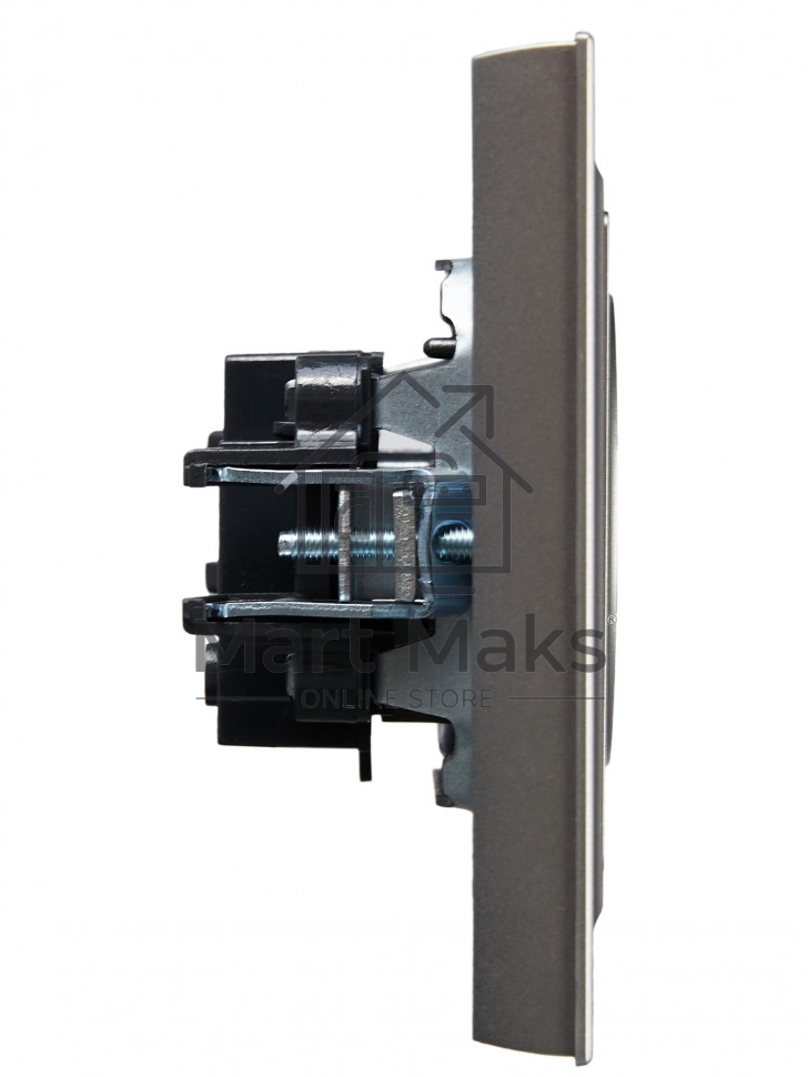 Розетка 1-местная IEK BRITE РСР10-1-0-БрС без заземления, без защитных шторок, 10А, в сборе, сталь