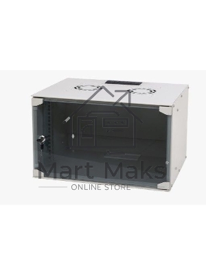 Шкаф телекоммуникационный настенный NEOMAX 6U (520х400), стеклянная дверь, замок-ключ, разборный, цвет серый (1 коробка) NM-CBWM-6U5240GKL-301-GY