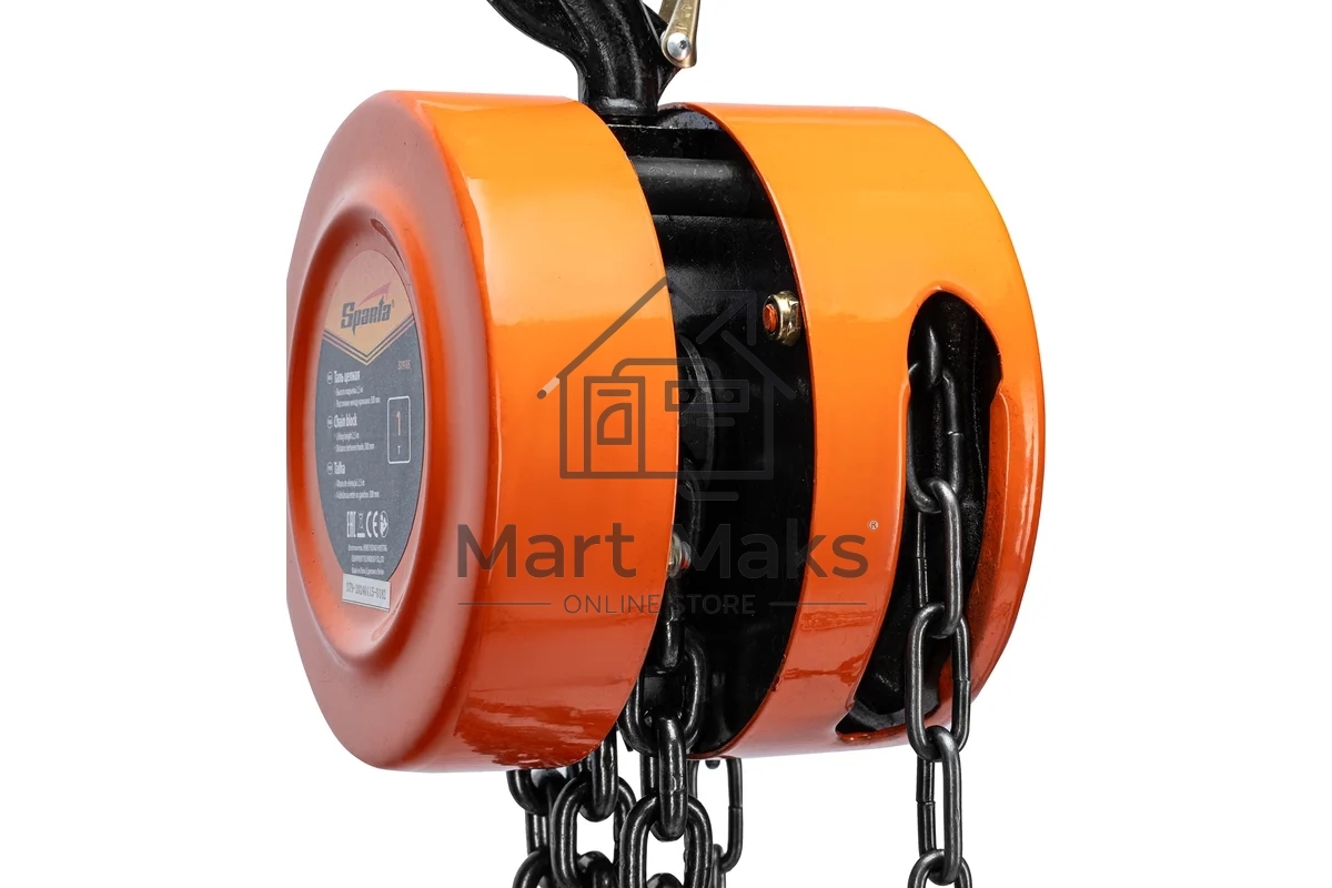 Таль цепная Sparta 519135 1 т, h подъема 2,5 м, расстояние между крюками 300 мм