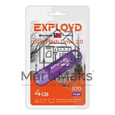 Флешка USB Exployd R/W 4 Gb 570 пурпурный EX-4 Gb-570-пурпурный