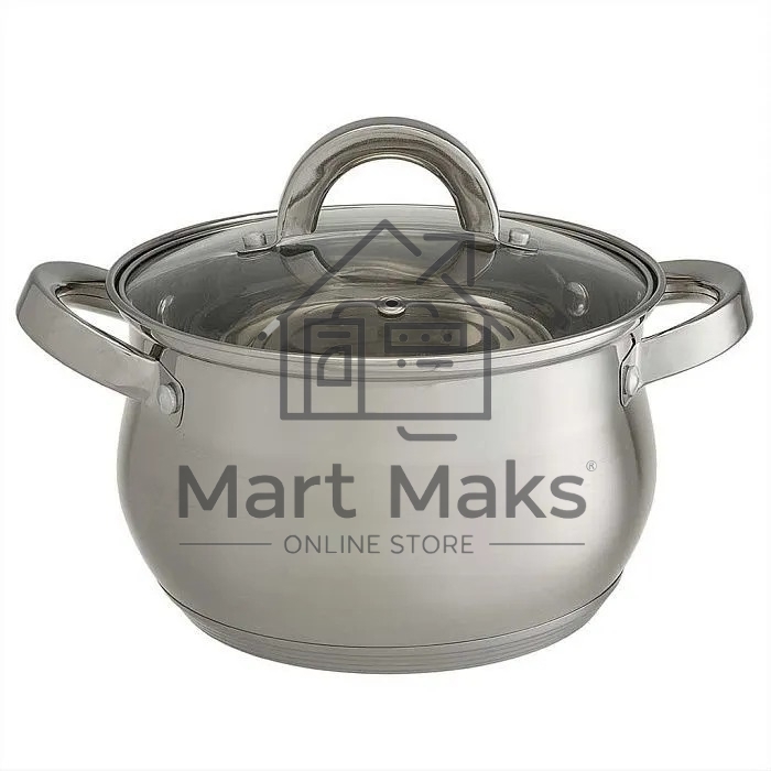 Набор посуды WEBBER BE-616/6 из нерж.стали 6 пр. 2,1 л, 2,9 л, 3,9 л со стеклянными крышками В наборе 6 предметов: кастрюля со стеклянной крышкой 16х10,5 см; 2,1 л кастрюля со стеклянной крышкой 18х11,5 см; 2,9 л кастрюля со стеклянной крышкой 20х12,5см; 