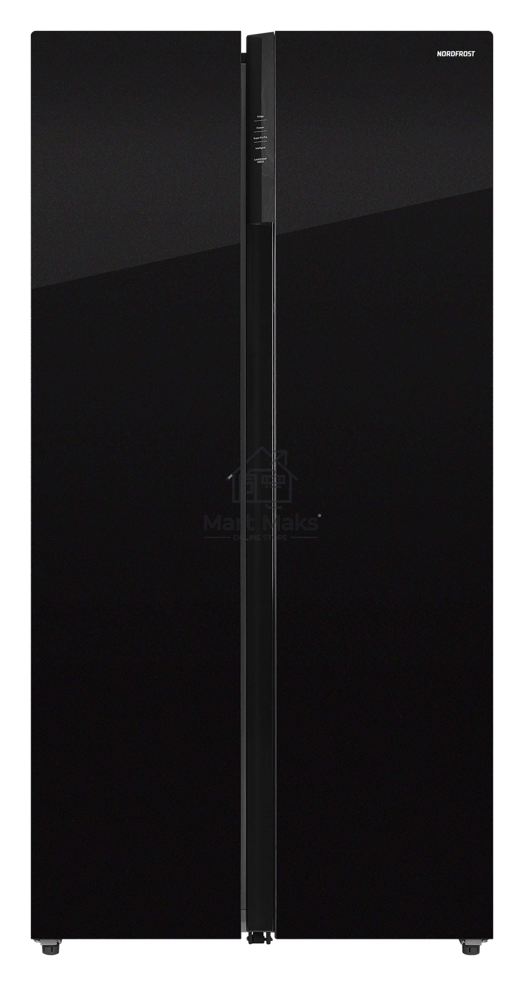 Холодильник Nordfrost RFS 525DX NFGB inverter черное стекло двухкамерный 283/183л морозилка сбоку, No Frost, Side-by-Side