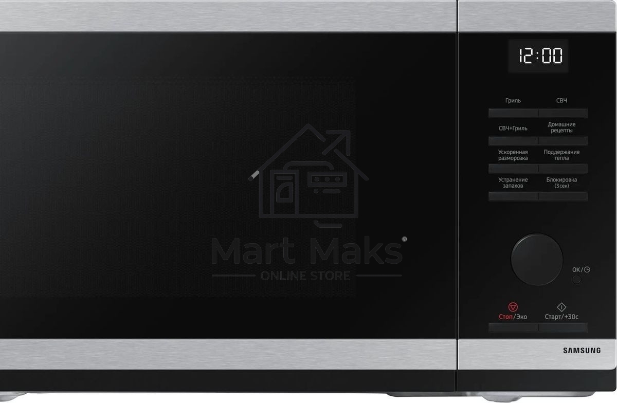 Микроволновая печь Samsung MG23DG4524ATBW нержавеющая сталь/черный 23л. 800Вт переключатели - поворотный механизм
