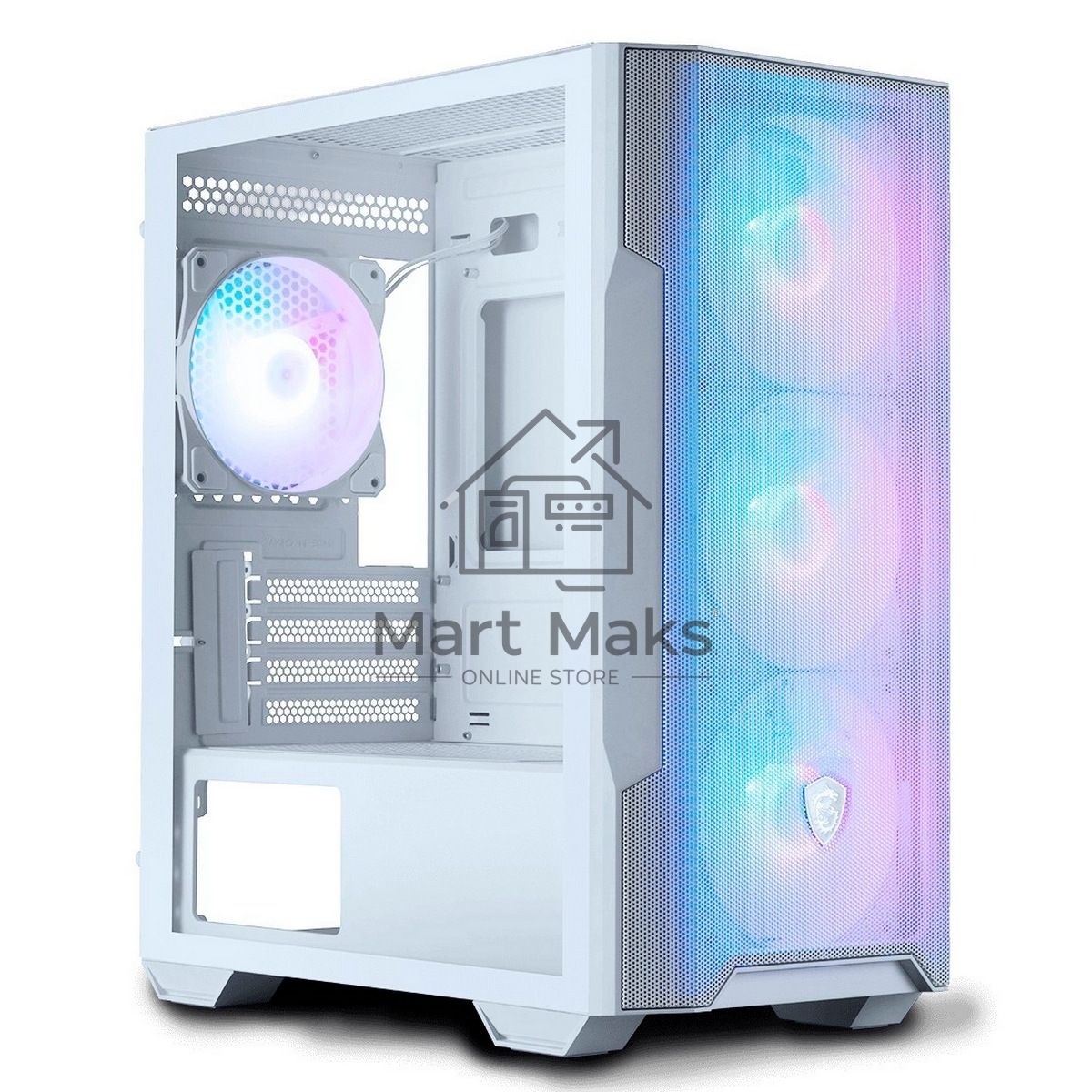 Компьютерный корпус MSI MAG FORGE M100R WHITE Mini-Tower, MATX, 1xUSB 3.0, 2xUSB 2.0, 4x120мм ARGb Fan, ARGb Control Board, Tempered Glass Window, Brown Box (932220)