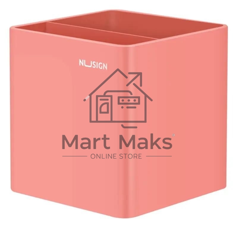 Подставка Deli ENS011PINK Nusign 2 отделения для письменных принадлежностей, 84х84х86мм, розовый, пластик