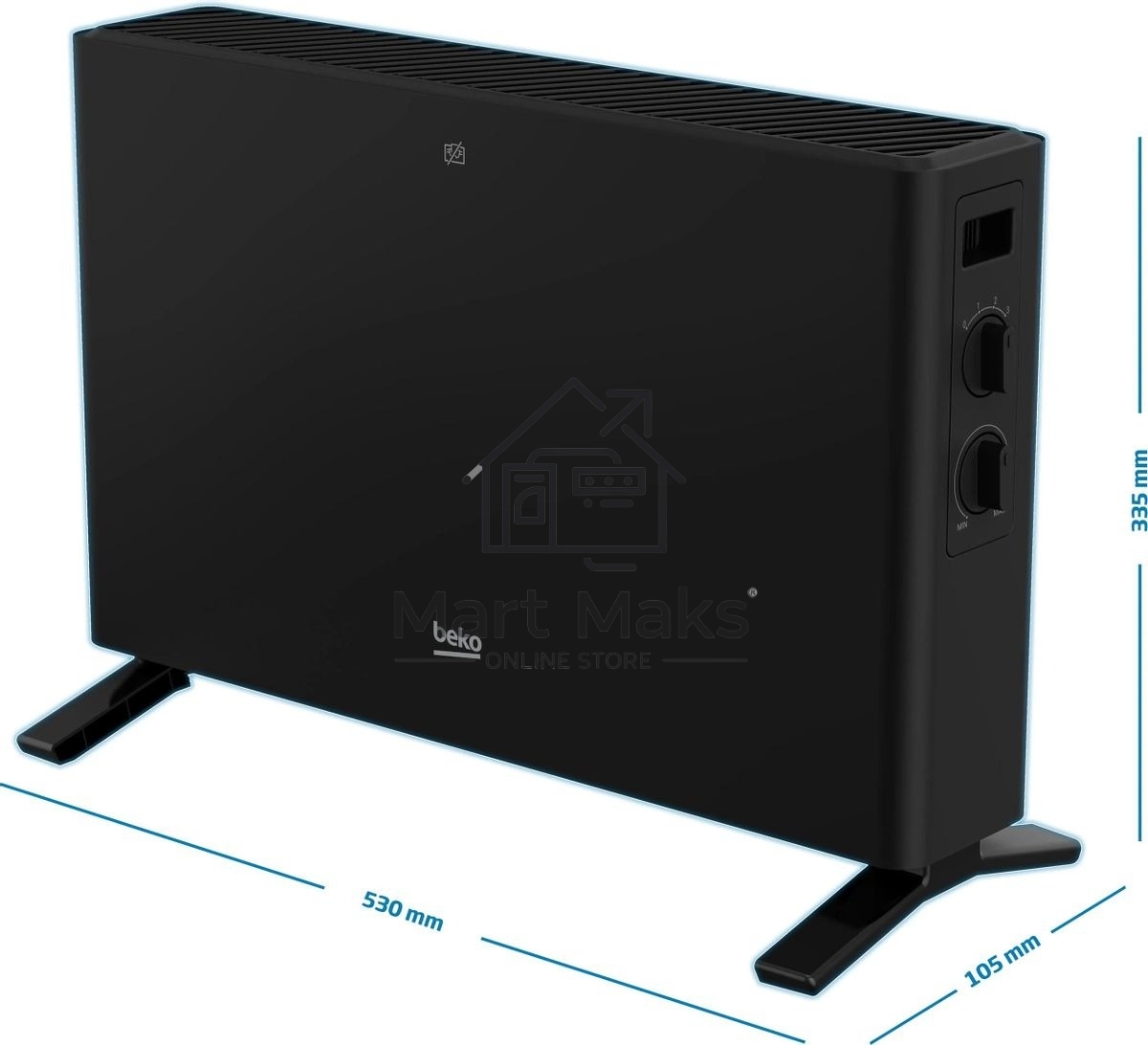 Конвектор Beko Winter Range RHC 5218 B черный, 1800 Вт, 20 м2, термостат