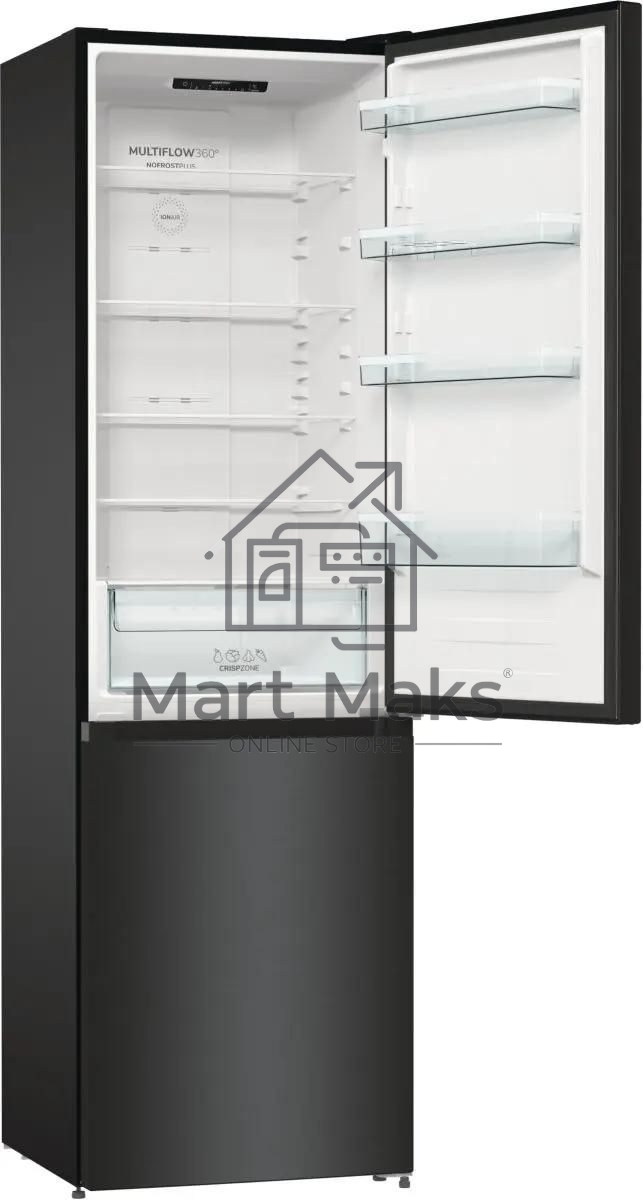 Холодильник Gorenje NRK6202EBXL4 черный матовый двухкамерный 235/96л морозилка снизу, No Frost