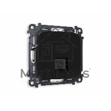Комплект механизма компьютерной розетки OMEGA Черный матовый RJ-45(8P8C) CAT6 с шторкой QUANT (OP8120, VM188) MO812010