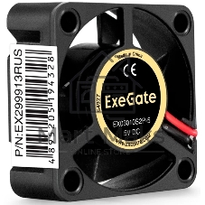 Вентилятор корпусной ExeGate EX03010S2P-5, 30 мм, 9000 об/мин, 25 дБ, 2-pin, без подсветки
