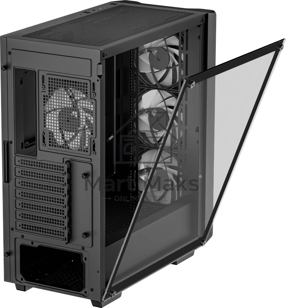 Компьютерный корпус Deepcool CC560 ARGB V2 без БП, боковое окно (закаленное стекло), 3x120мм ARGB LED вентилятор спереди и 1x120мм ARGB LED вентилятор сзади, черный, ATX