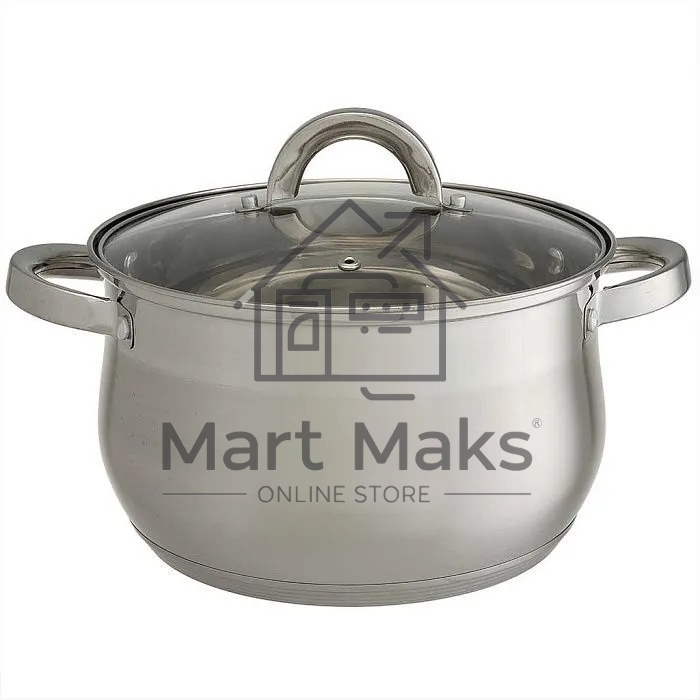 Набор посуды WEBBER BE-616/6 из нерж.стали 6 пр. 2,1 л, 2,9 л, 3,9 л со стеклянными крышками В наборе 6 предметов: кастрюля со стеклянной крышкой 16х10,5 см; 2,1 л кастрюля со стеклянной крышкой 18х11,5 см; 2,9 л кастрюля со стеклянной крышкой 20х12,5см; 